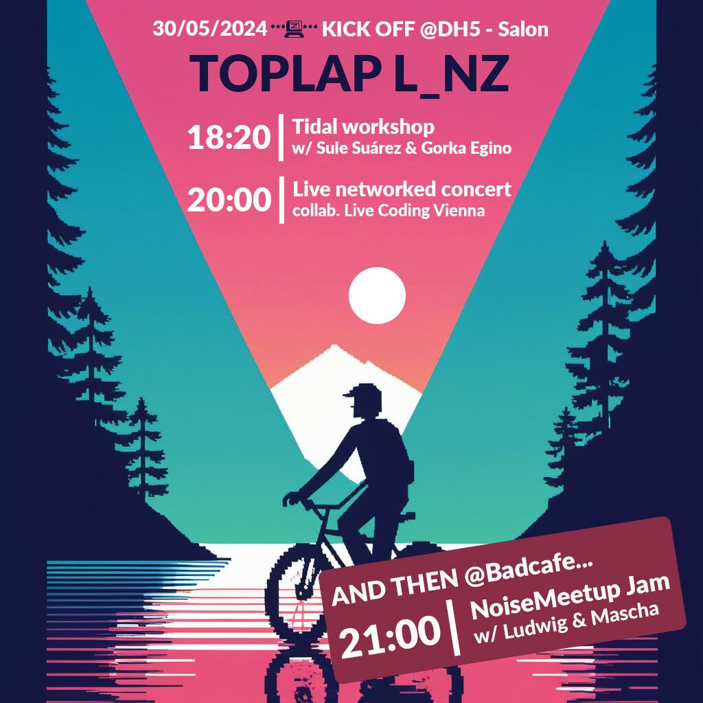 Poster for the event. In the background, there is an AI generated image of a pixel-art person going towards the rising sun. Now we have a no-AI policy.