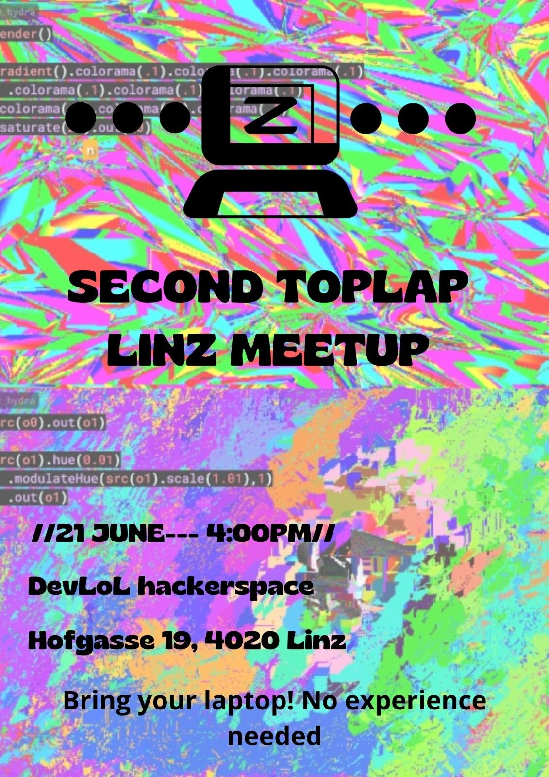Second meetup poster. Made by Sule Suarez